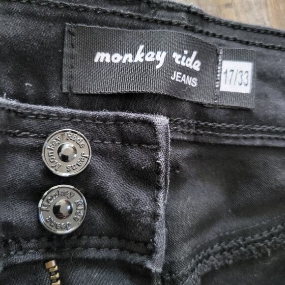 Monkey Ride Black Skinny Jeans Women’s Size 17 Cuffed Ankle Stretch Denim - Picture 3 of 9